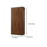 Sleek Brown Natural Wood Soft-Close Armoire with Drawers Image - 24