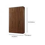 Sleek Brown Natural Wood Soft-Close Armoire with Drawers Image - 25