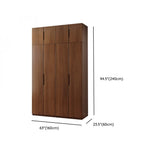 Sleek Brown Natural Wood Soft-Close Armoire with Drawers Image - 26