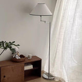 Sleek Chrome and Classic Tapered Shade Floor Lamp Image - 2