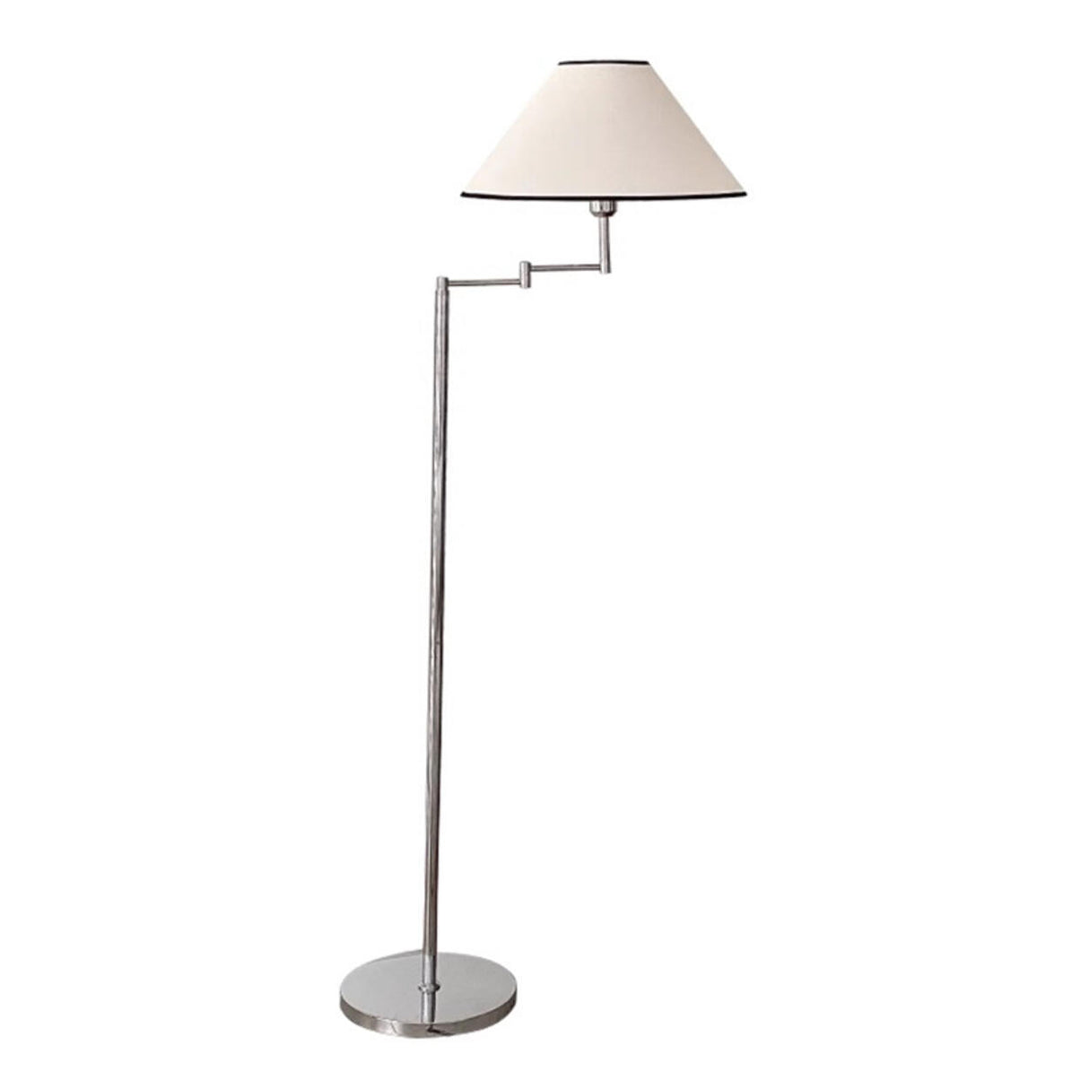 Sleek Chrome and Classic Tapered Shade Floor Lamp Image - 5