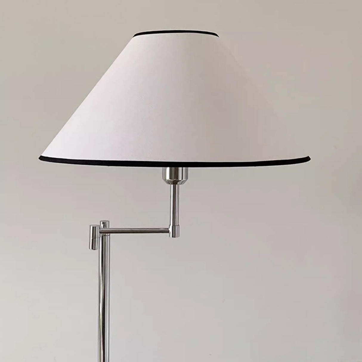 Sleek Chrome and Classic Tapered Shade Floor Lamp Image - 7