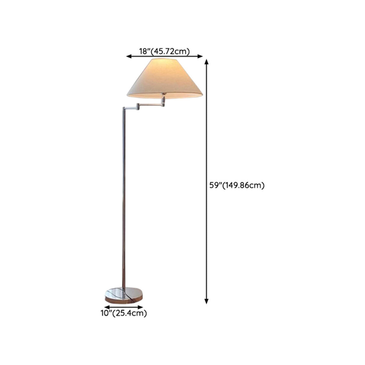 Sleek Chrome and Classic Tapered Shade Floor Lamp 