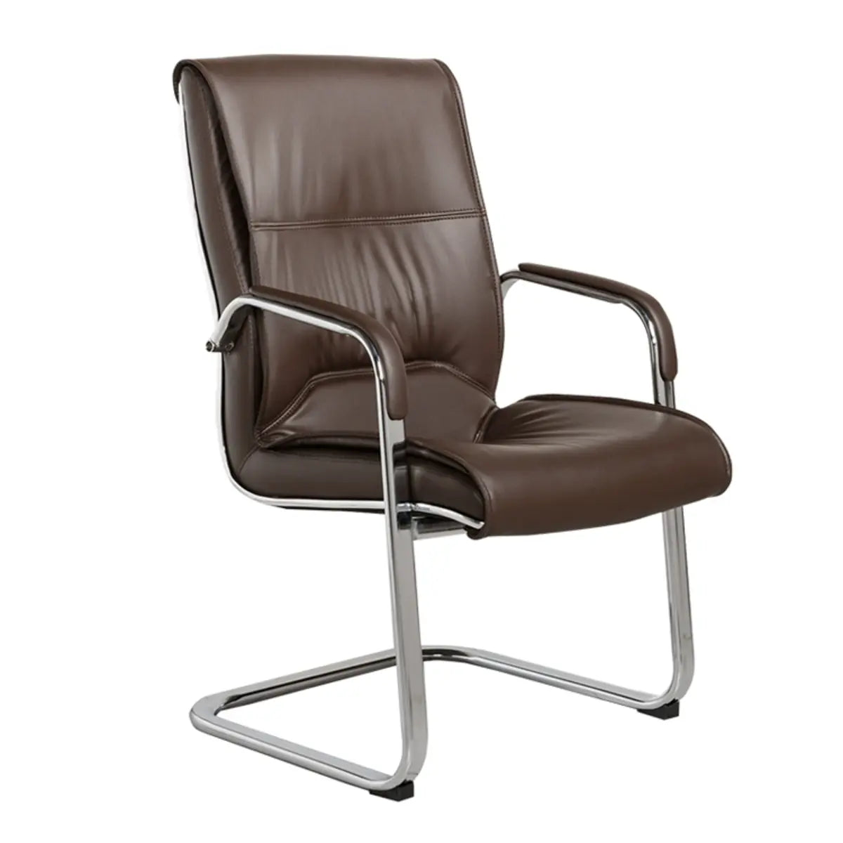 Sleek Conference Leather Silver Frame Black Office Chair Image - 10