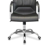 Sleek Conference Leather Silver Frame Black Office Chair Image - 11