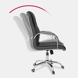 Sleek Conference Leather Silver Frame Black Office Chair Image - 14