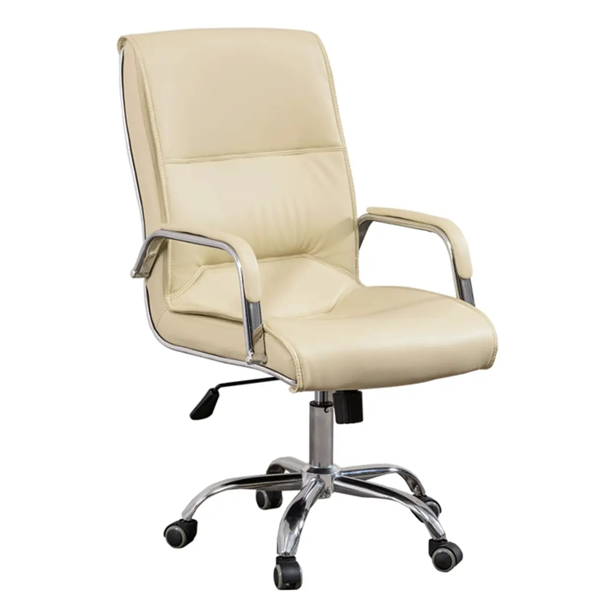 Sleek Conference Leather Silver Frame Black Office Chair Image - 19