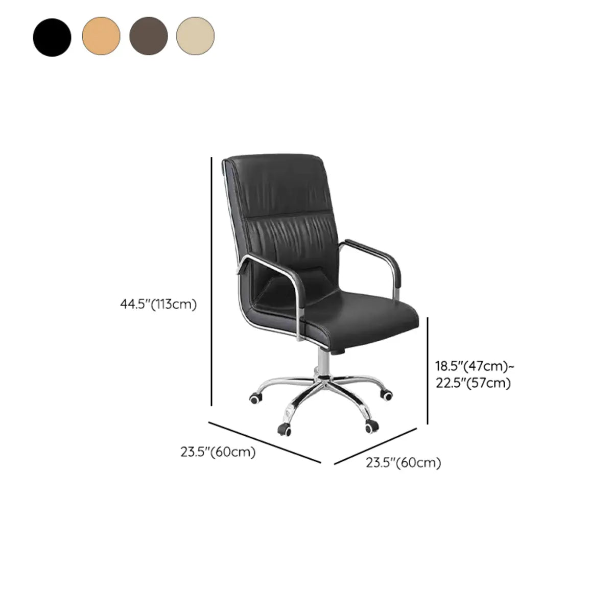 Sleek Conference Leather Silver Frame Black Office Chair 