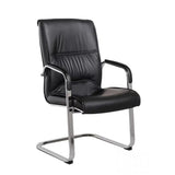 Sleek Conference Leather Silver Frame Black Office Chair Image - 4