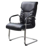 Sleek Conference Leather Silver Frame Black Office Chair Image - 9