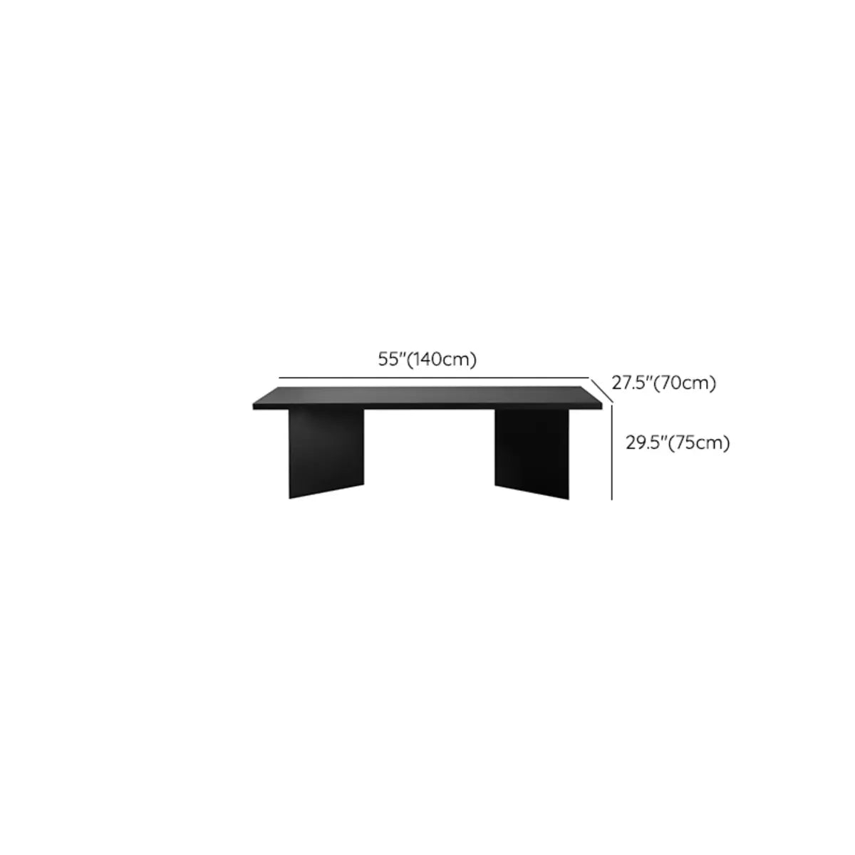 Sleek Cool Black Rectangular Wood Top Computer Desk Image - 10