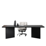 Sleek Cool Black Rectangular Wood Top Computer Desk Image - 6