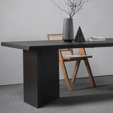 Sleek Cool Black Rectangular Wood Top Computer Desk Image - 8