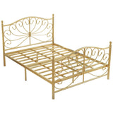 Sleek Curved Metal Gold King Headboard Open-Frame Bed Image - 5