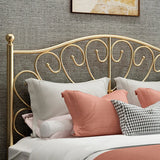 Sleek Curved Metal Gold King Headboard Open-Frame Bed Image - 6