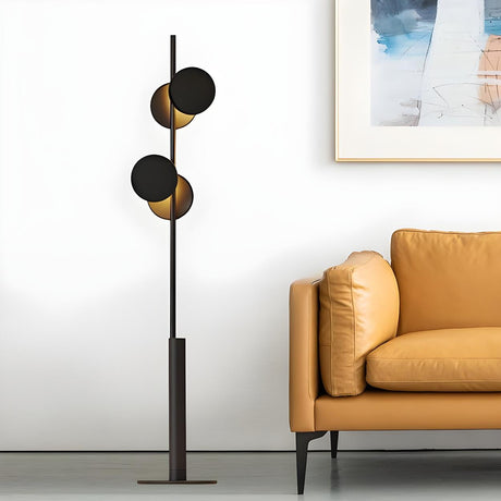 Sleek Dual Disc Shades Vertical Modern Floor Lamp Image - 2