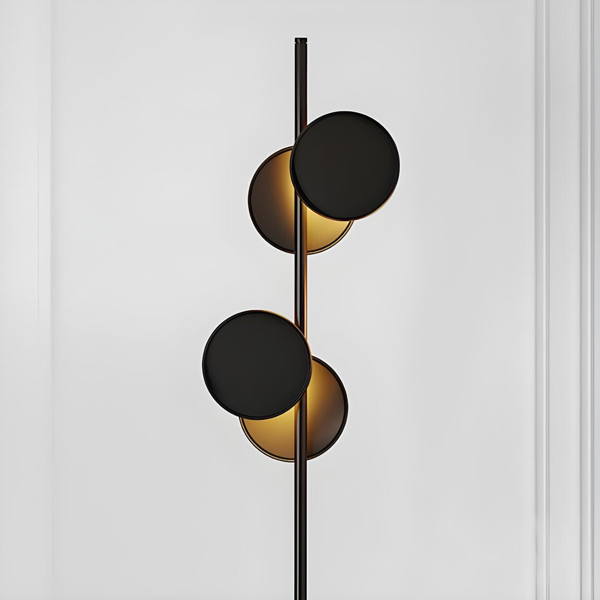 Sleek Dual Disc Shades Vertical Modern Floor Lamp Image - 4