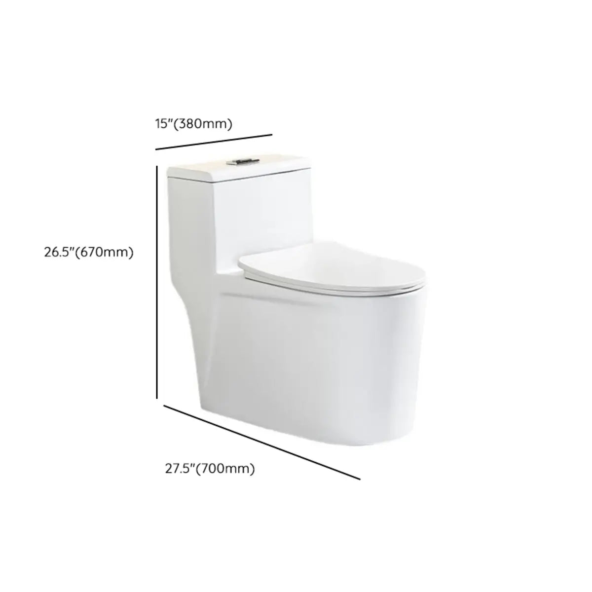 Sleek Elongated White Antimicrobial Seat One-Piece Toilet 