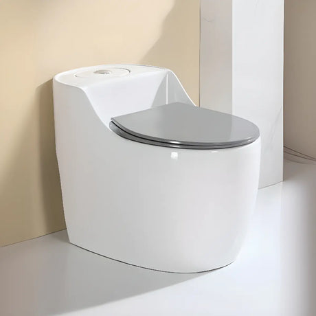 Sleek Elongated White Antimicrobial Seat One-Piece Toilet Image - 2