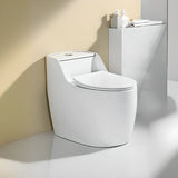 Sleek Elongated White Antimicrobial Seat One-Piece Toilet Image - 3