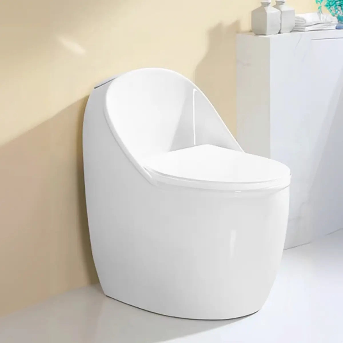 Sleek Elongated White Antimicrobial Seat One-Piece Toilet Image - 5