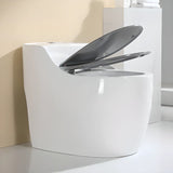 Sleek Elongated White Antimicrobial Seat One-Piece Toilet Image - 8