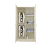 Sleek Freestanding Wood White Medium Cabinet Storage Armoire Image - 5