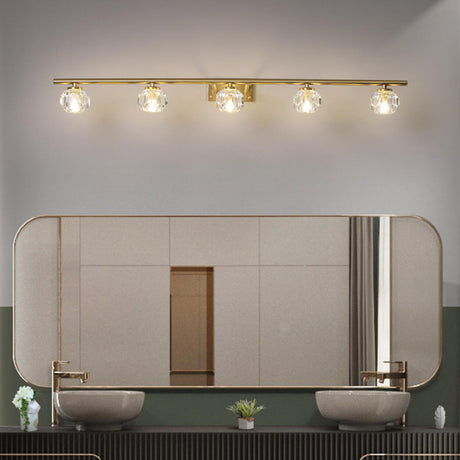 Sleek Gold 5-Light Crystal Bathroom Vanity Light Image - 1