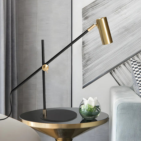 Sleek Gold Adjustable Column Shade Metal Table Lamp Image - 1