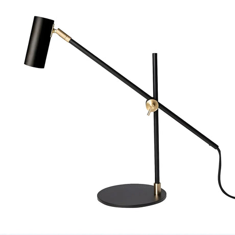 Sleek Gold Adjustable Column Shade Metal Table Lamp Image - 2