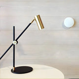 Sleek Gold Adjustable Column Shade Metal Table Lamp Image - 3