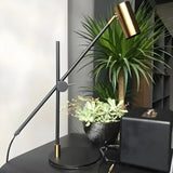 Sleek Gold Adjustable Column Shade Metal Table Lamp Image - 5