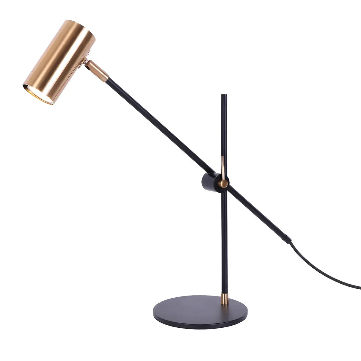 Sleek Gold Adjustable Column Shade Metal Table Lamp Image - 6