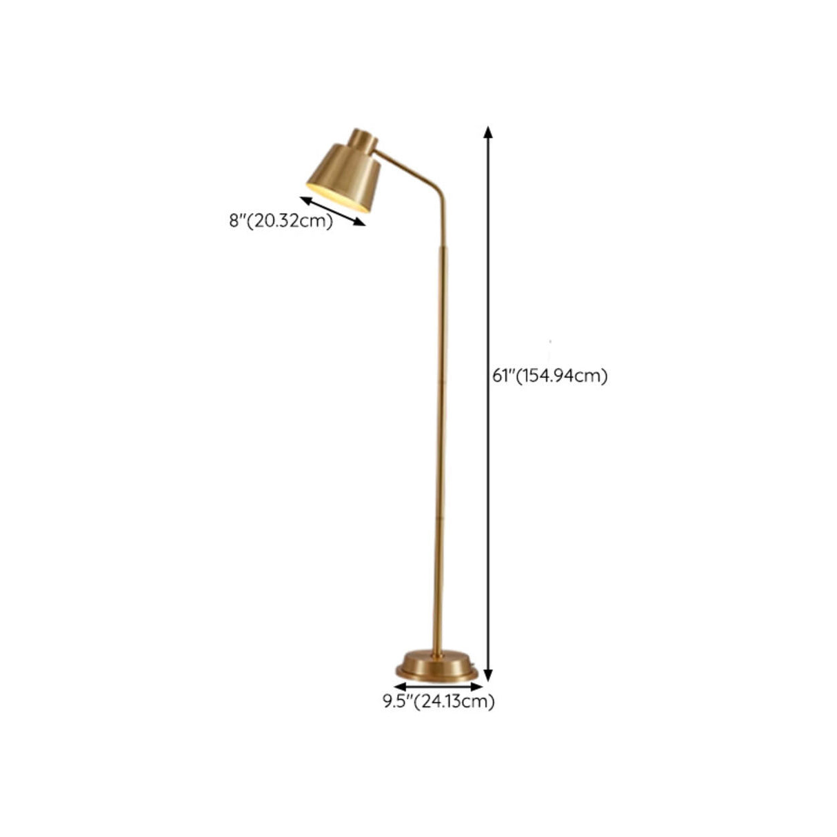 Sleek Gold Cone Living Room Minimalist Floor Lamp 