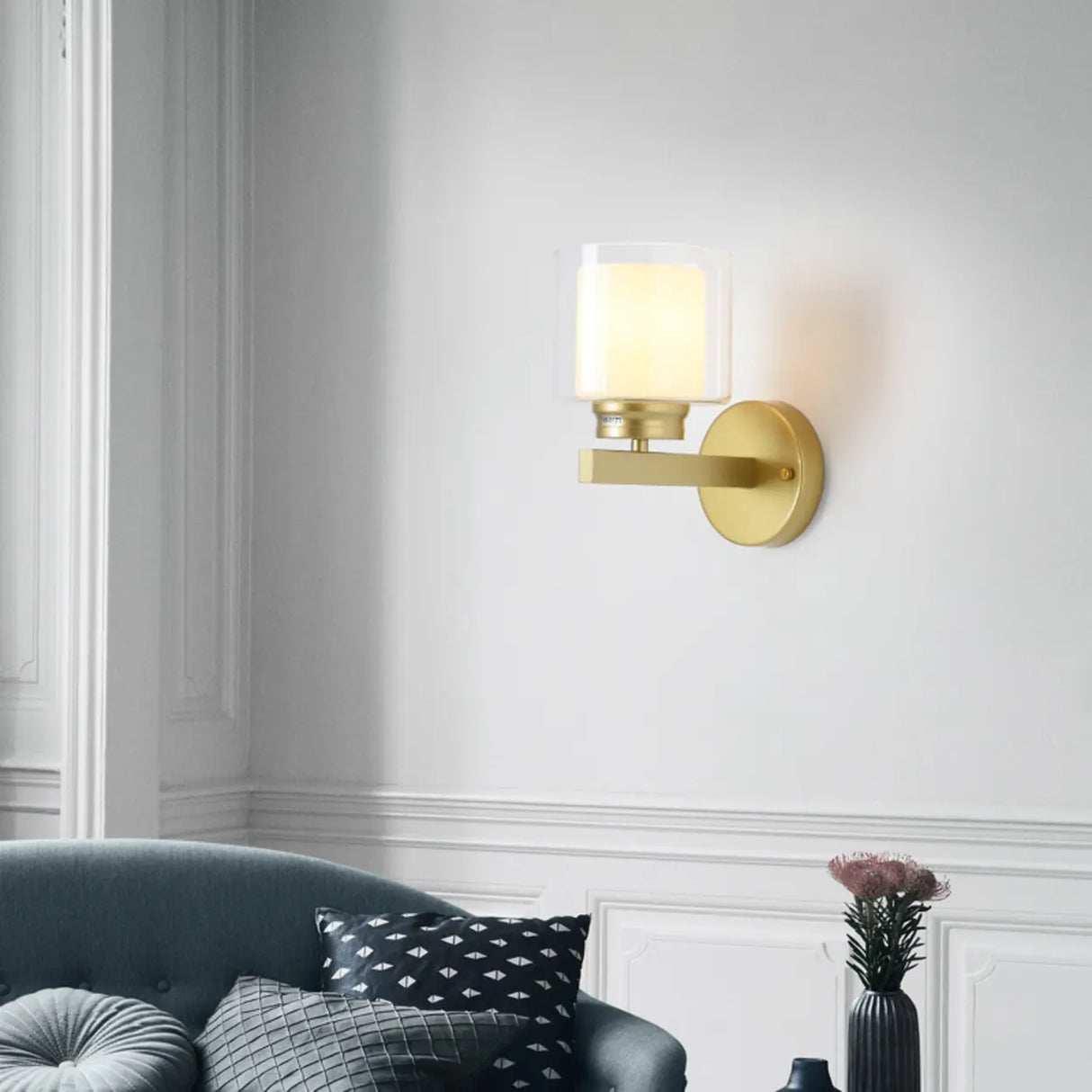 Sleek Gold Cylindrical Wall Sconce Lights Image - 3