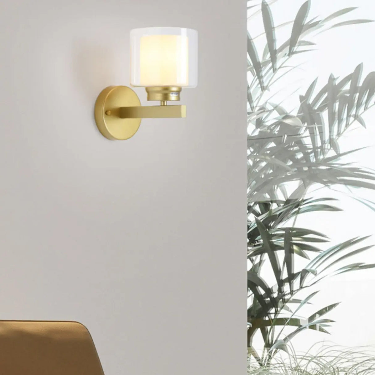 Sleek Gold Cylindrical Wall Sconce Lights Image - 5