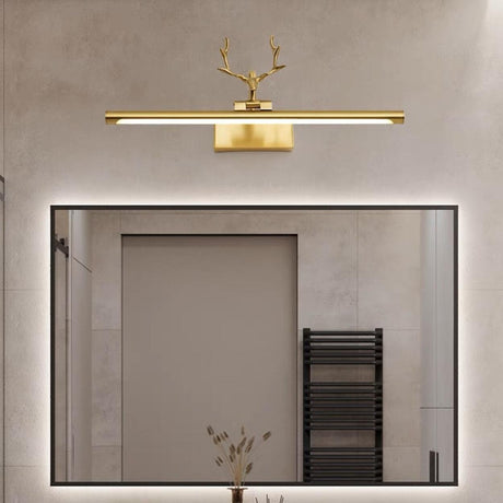 Sleek Gold Deer Antler LED Vanity Mirror Light Image - 1