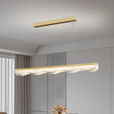 Sleek Gold Linear and Wavy Island Hanging Light Image - 11