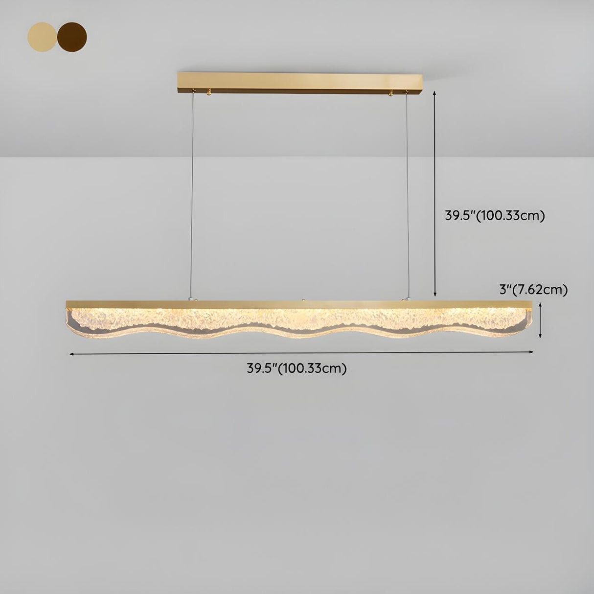 Sleek Gold Linear and Wavy Island Hanging Light 