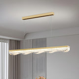 Sleek Gold Linear and Wavy Island Hanging Light Image - 4