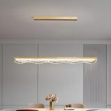 Sleek Gold Linear and Wavy Island Hanging Light Image - 6