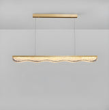 Sleek Gold Linear and Wavy Island Hanging Light Image - 7