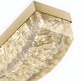 Sleek Gold Linear and Wavy Island Hanging Light Image - 9