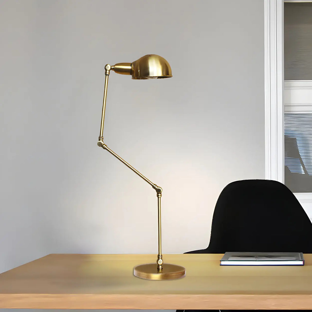 Sleek Golden Finish Brass Dome Adjustable Desk Lamp Image - 3