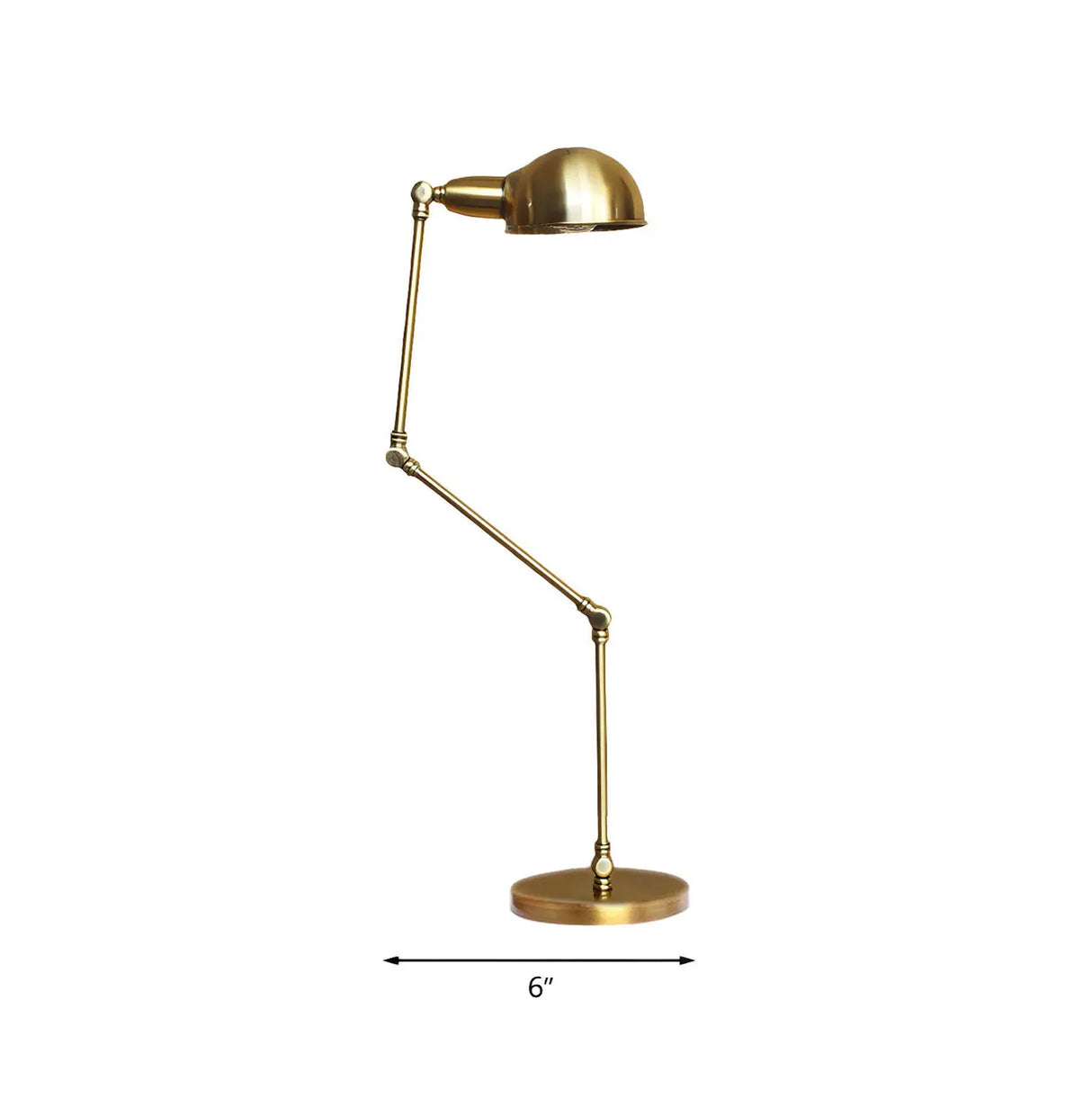 Sleek Golden Finish Brass Dome Adjustable Desk Lamp 