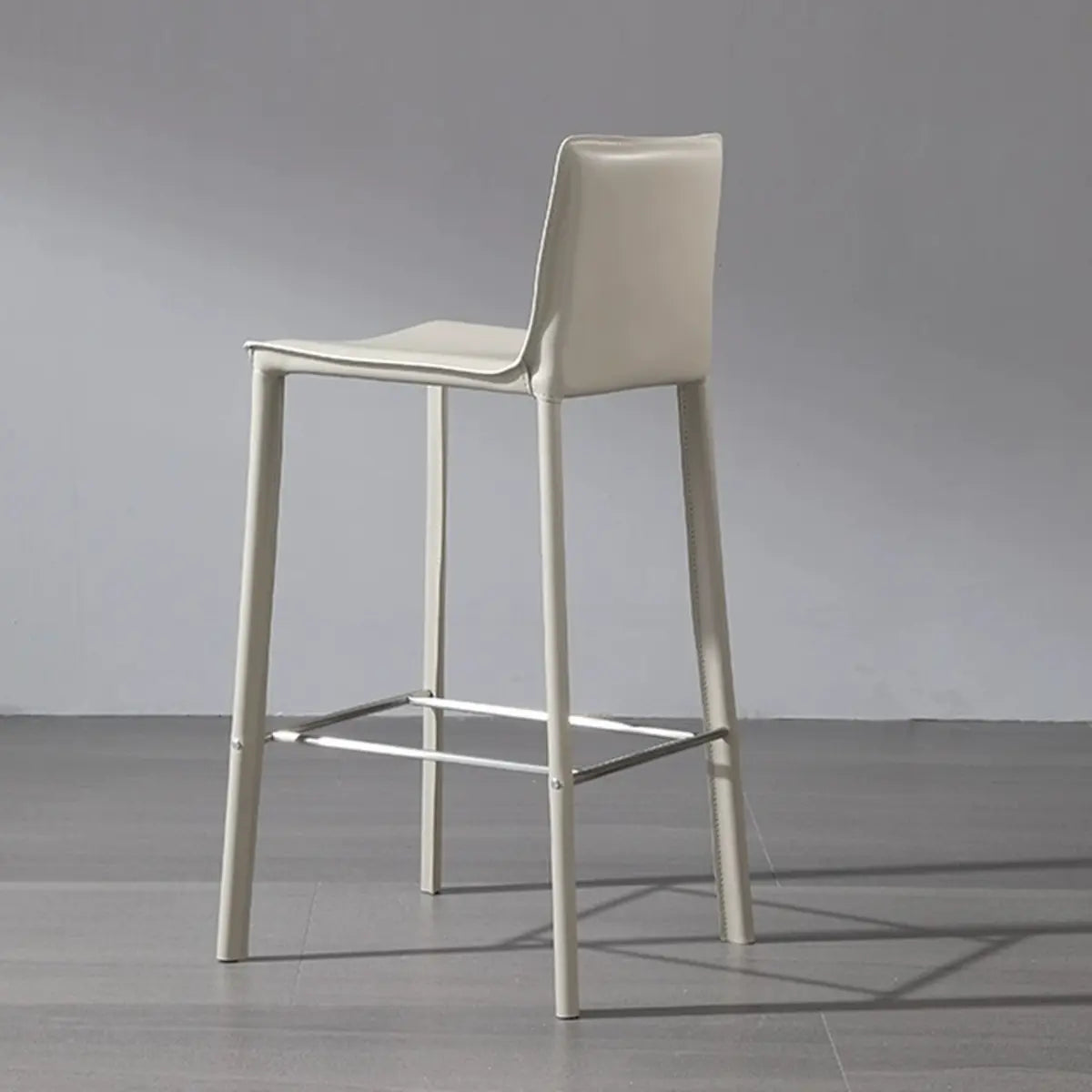 Sleek Leather Backrest Armless Bar Stool Light Gray Image - 1