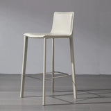 Sleek Leather Backrest Armless Bar Stool Light Gray Image - 3