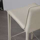 Sleek Leather Backrest Armless Bar Stool Light Gray Image - 8