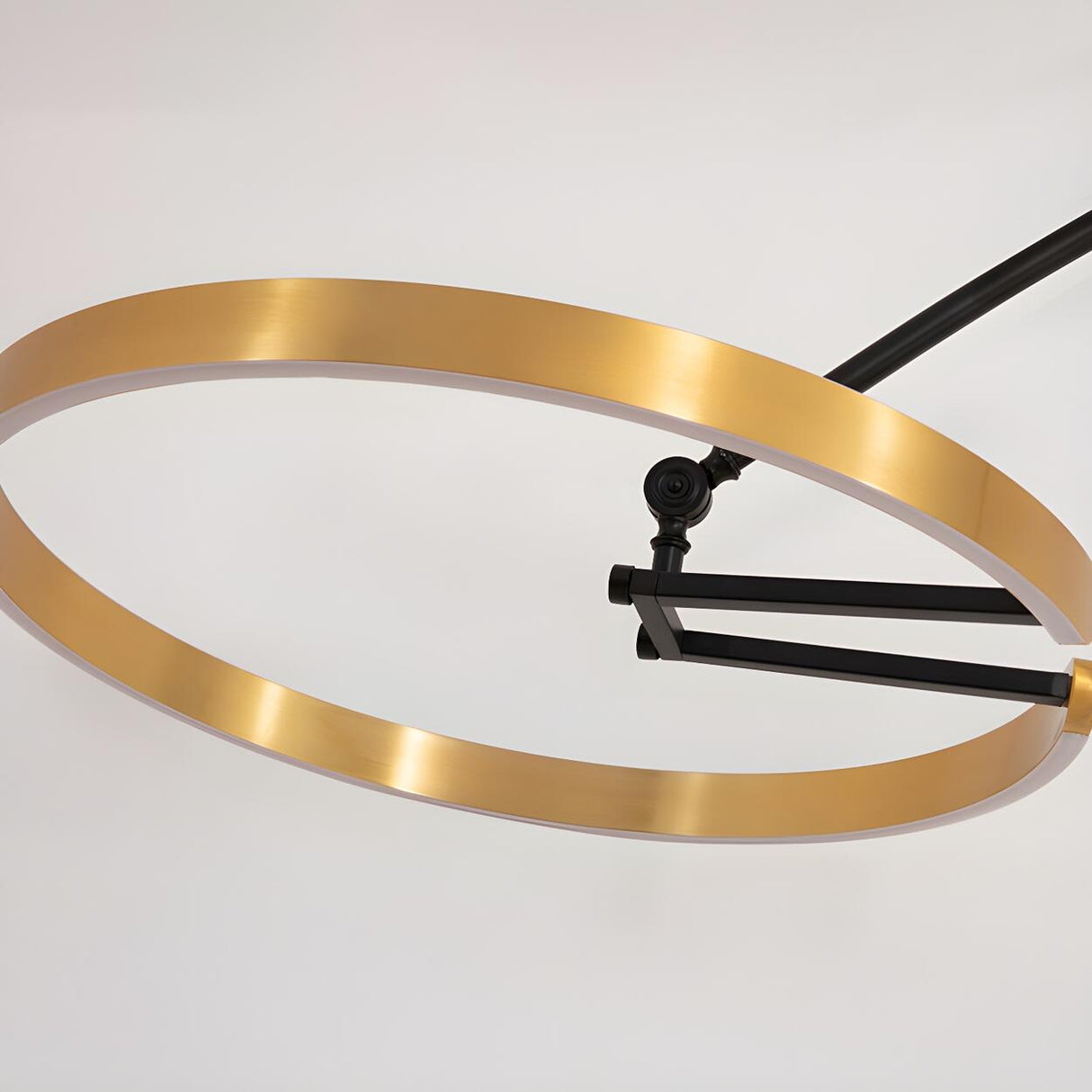 Sleek LED Gold Ring and Arched Metal Floor Lamp Image - 11