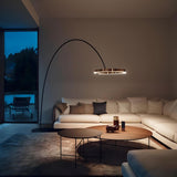 Sleek LED Gold Ring and Arched Metal Floor Lamp Image - 15